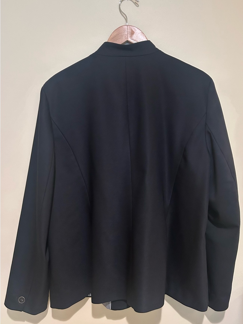Chico's Black Blazer with Striped Lining with Gold Zip Pocket Size XL - Picture 2 of 8